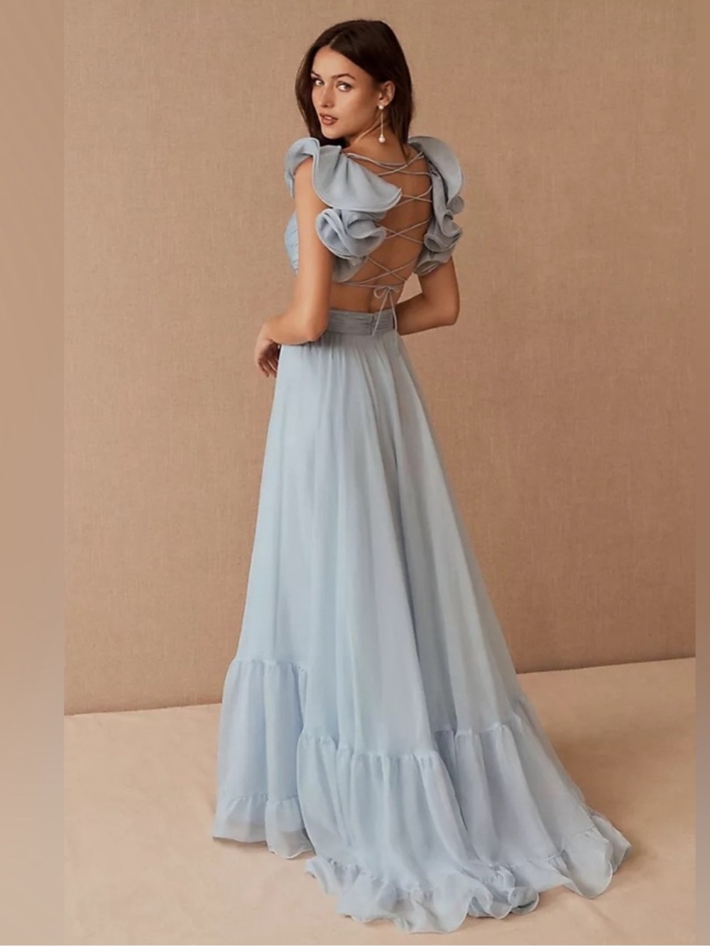MAC DUGGAL
Ruffle Tiered Cut-Out Chiffon Gown